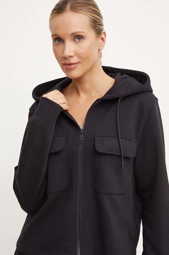 Guess hanorac de bumbac RGINE uni negru V4YQ08.KC6W1