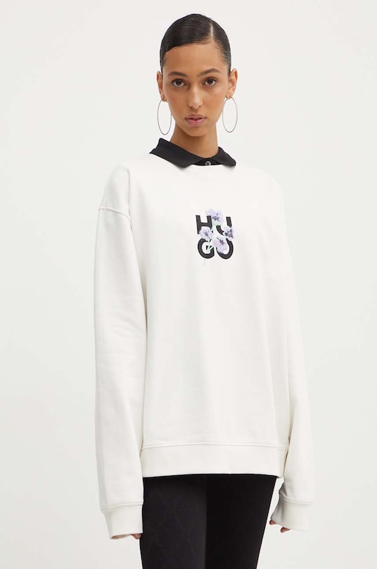 HUGO hanorac de bumbac print bej 50520308