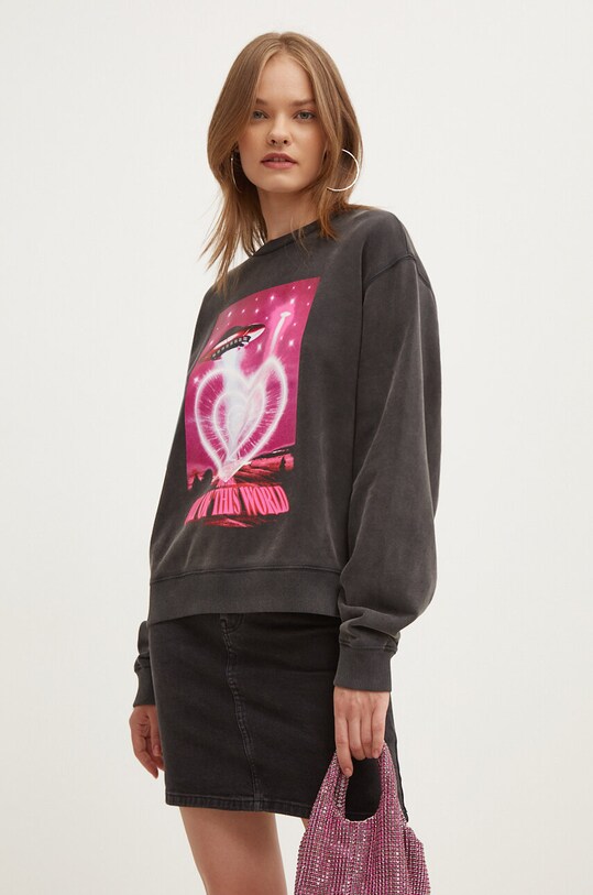 HUGO hanorac de bumbac print negru 50521071