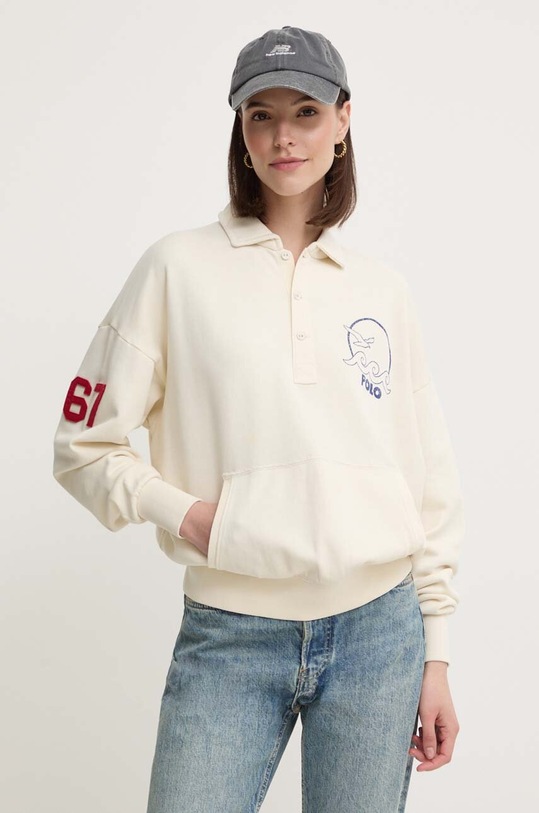 Polo Ralph Lauren bluza bawełniana nadruk beżowy 211935621