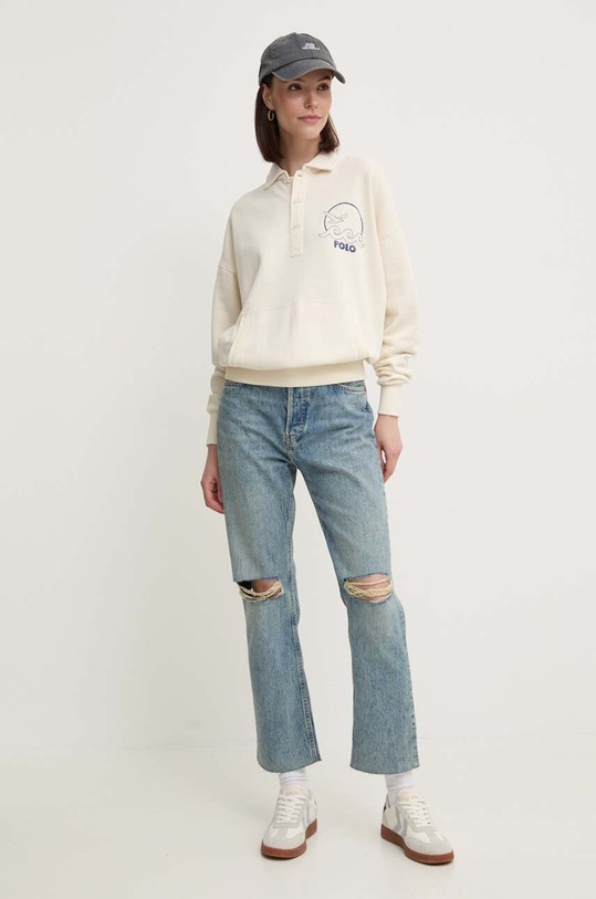 Polo Ralph Lauren bluza bawełniana 211935621 beżowy AW24