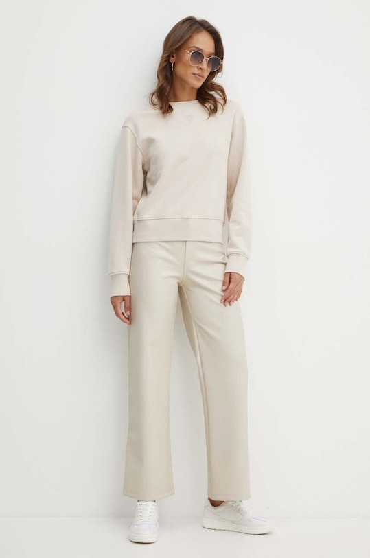 Βαμβακερή μπλούζα Guess W4YQ17.KC8I0 μπεζ AW24