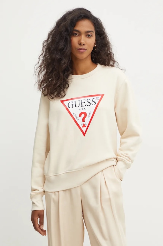 Mikina Guess bez kapuce béžová W2YQ16.KBA11