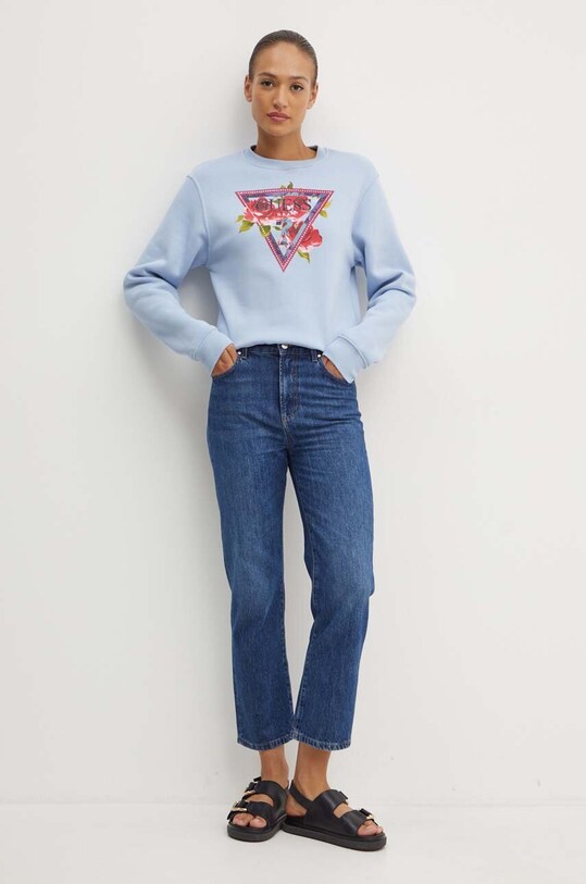 Mikina Guess ROSES W4YQ26.K9Z21 modrá AW24
