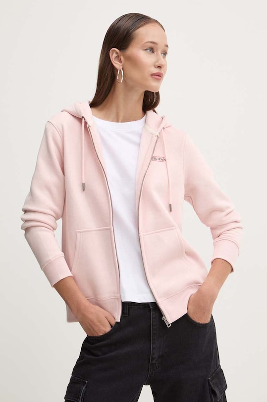 Mikina Guess Jeans s kapucí růžová W4YQ13.KC811