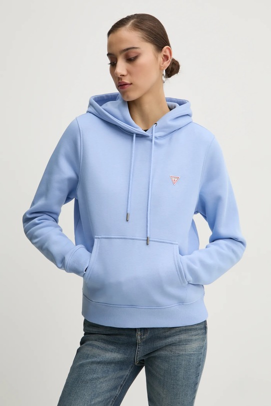 Guess Jeans bluza z kapturem niebieski W4YQ04.KC811