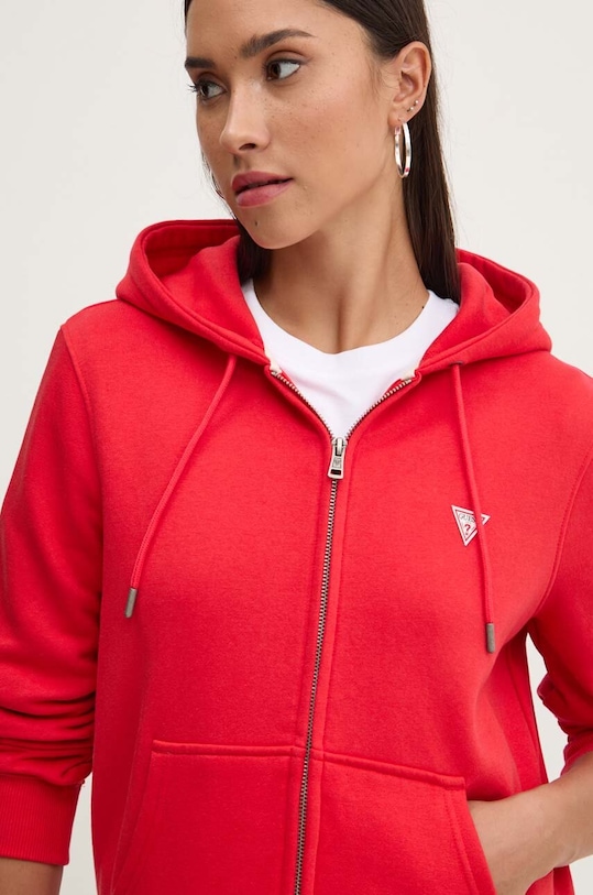 Guess Jeans bluza z kapturem czerwony W4YQ03.KC811