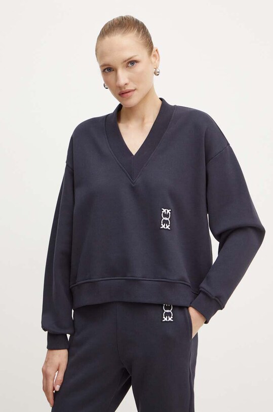 Bavlněná mikina Pinko bez kapuce námořnická modř 103724.A23C