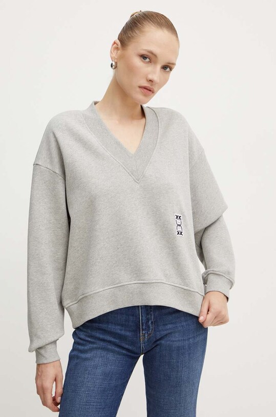 Pinko hanorac de bumbac imprimeu gri 103724.A23C