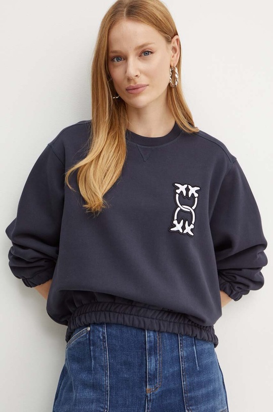 Pinko hanorac de bumbac imprimeu bleumarin 103713.A23C
