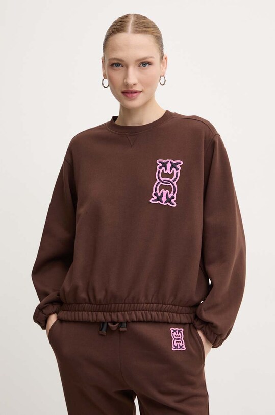 Бавовняна кофта Pinko без капюшона коричневий 103713.A23C