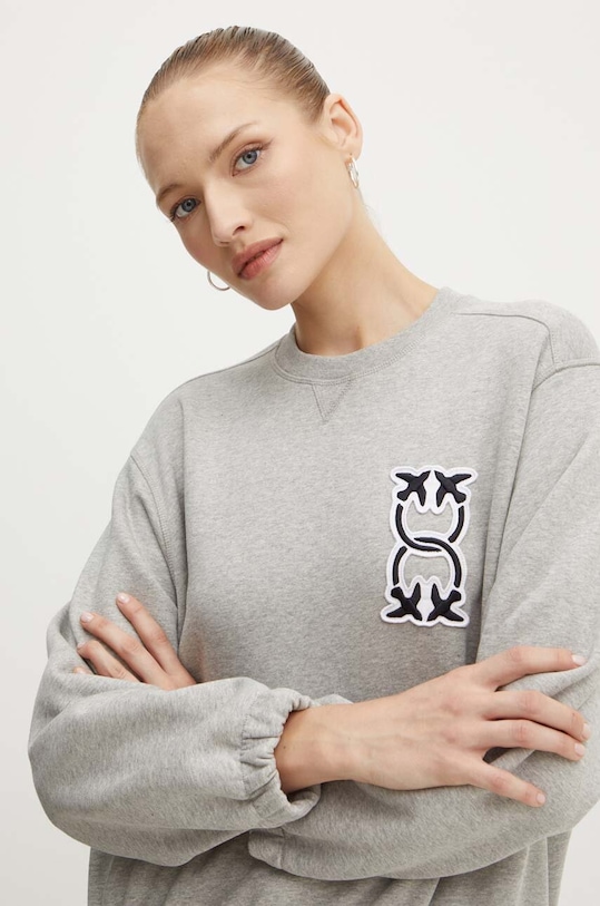 Бавовняна кофта Pinko без капюшона сірий 103713.A23C