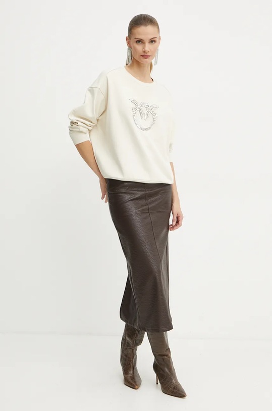 Pamučna dukserica Pinko 100534.A24F bež AW24