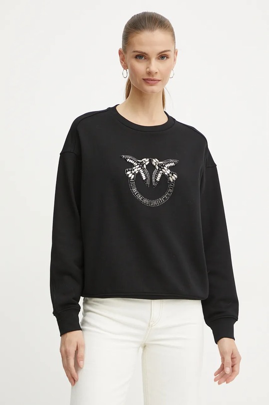 Bavlněná mikina Pinko bez kapuce černá 100534.A24F