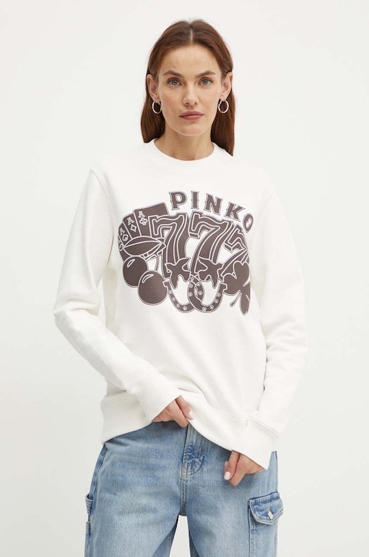 Pinko bluza bawełniana nadruk beżowy 104111.A23X