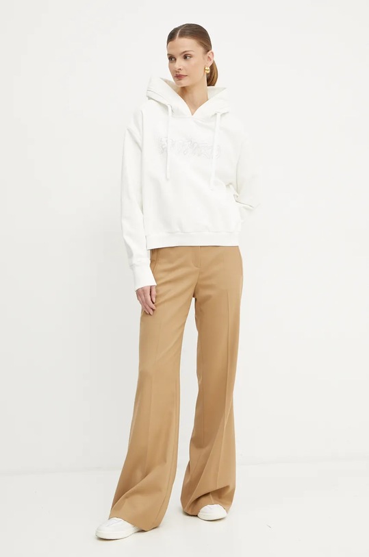 Pinko hanorac de bumbac 103980.A230 alb AW24