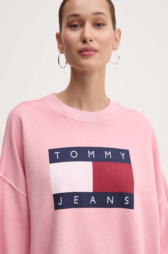 Tommy Jeans bluza bawełniana różowy DW0DW18623