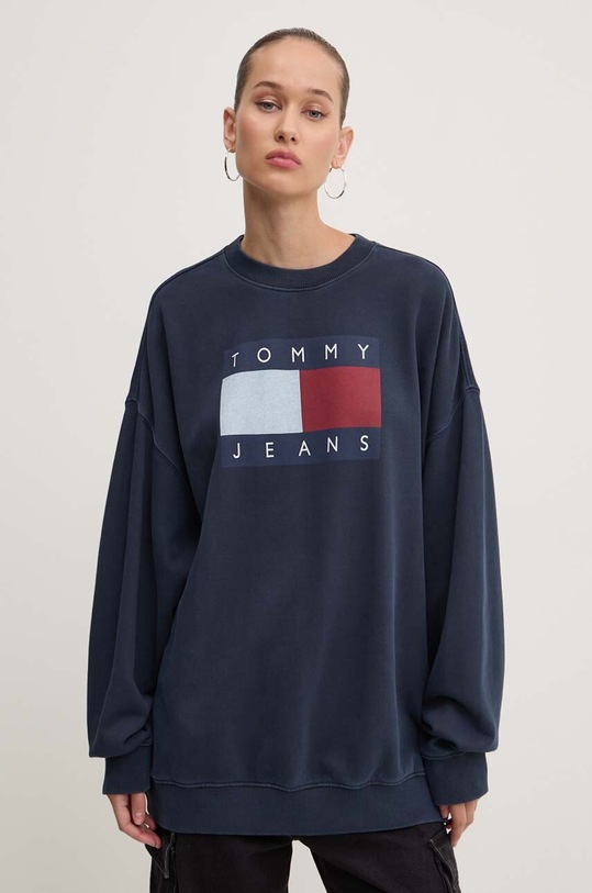 Tommy Jeans bluza bawełniana nadruk granatowy DW0DW18623