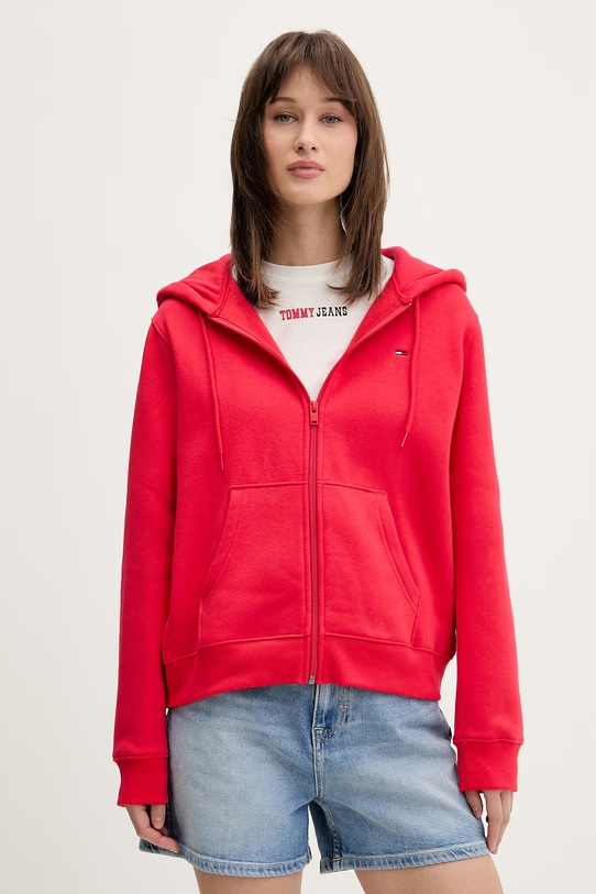 Tommy Jeans rozepínací mikina dámská červená DW0DW19729