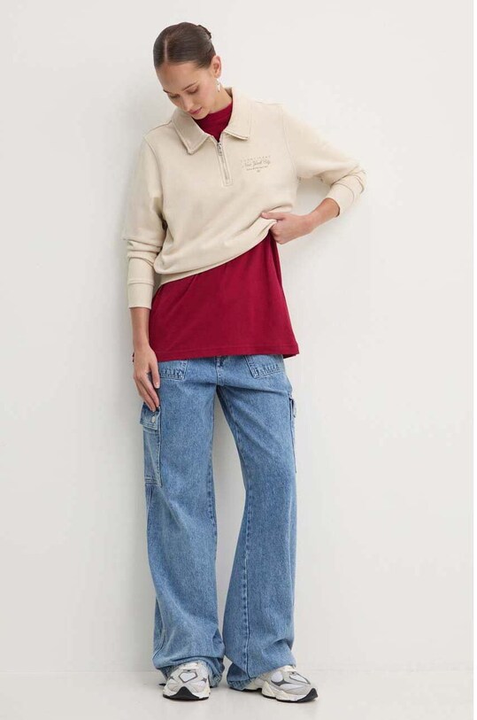 Bavlnená mikina Tommy Jeans DW0DW18367 béžová AW24