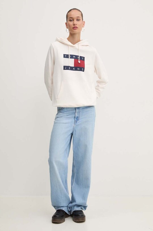 Tommy Jeans hanorac de bumbac DW0DW18654 bej AW24