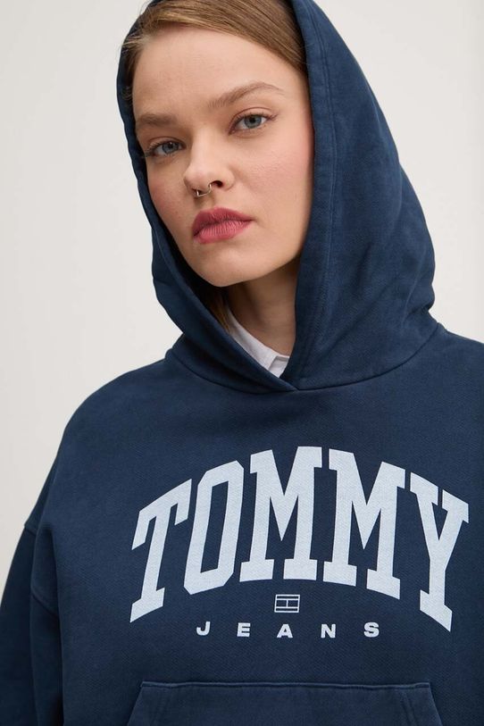 Pamučna dukserica Tommy Jeans mornarsko plava DW0DW19291