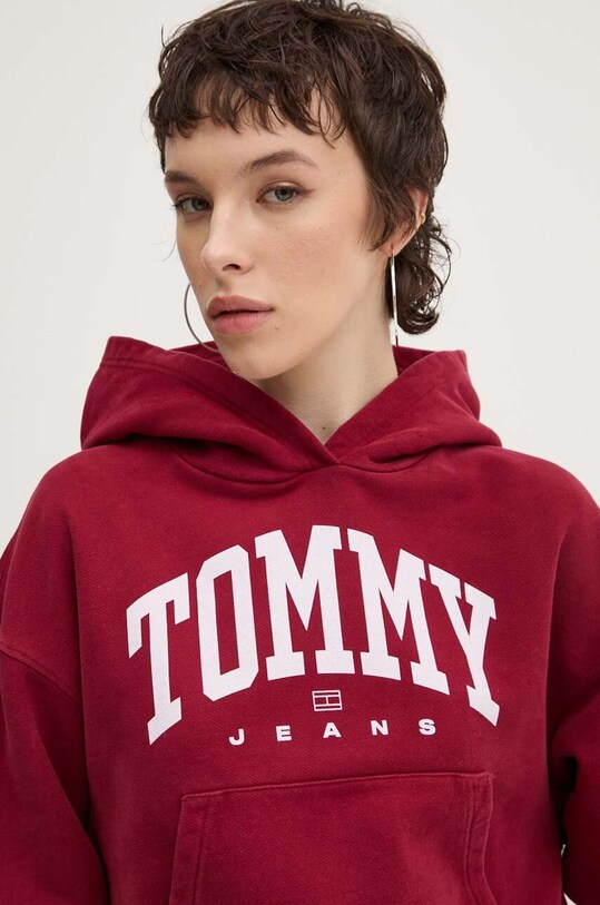 Бавовняна кофта Tommy Jeans бордо DW0DW19291
