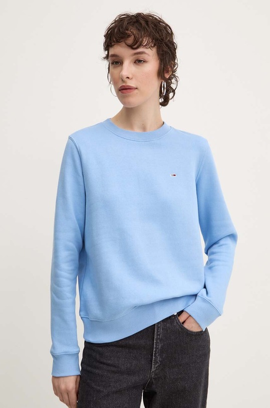 Mikina Tommy Jeans bez kapuce modrá DW0DW19726