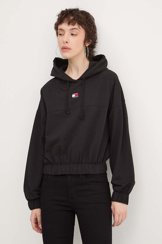 Mikina Tommy Jeans s kapucí černá DW0DW18668