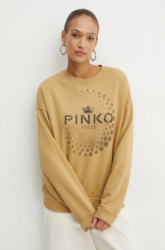 Pinko bluza bawełniana wzorzyste beżowy 104387.A27V