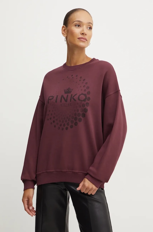 Pinko bluza bawełniana wzorzyste bordowy 104387.A27V