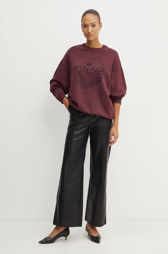 Pinko bluza bawełniana 104387.A27V bordowy AW24