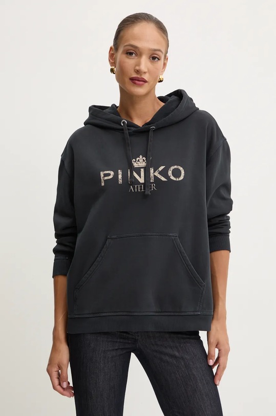 Bavlněná mikina Pinko s kapucí černá 104388.A27V