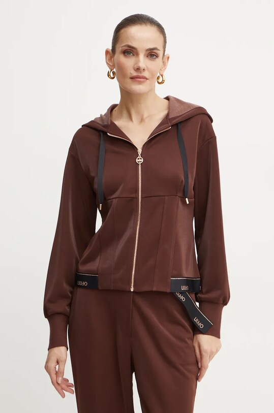 Liu Jo bluza z kapturem brązowy TF4256.J4751