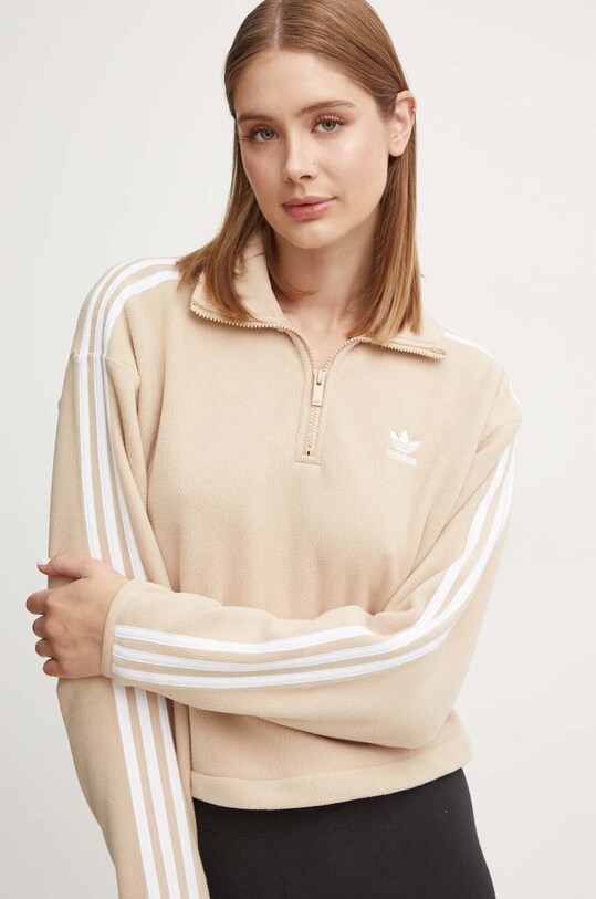 adidas Originals hanorac fleece Polarf Half Zip imprimeu bej IY7267