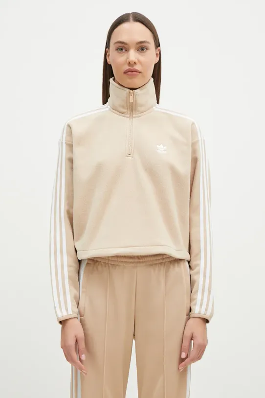 adidas Originals bluza polarowa Polarf Half Zip bez kaptura beżowy IY7267