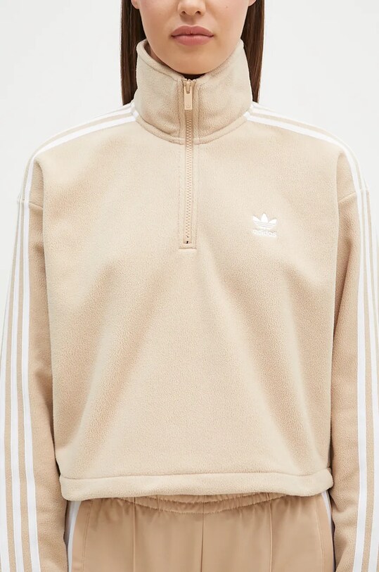 Dukserica od flisa adidas Originals Polarf Half Zip bež IY7267