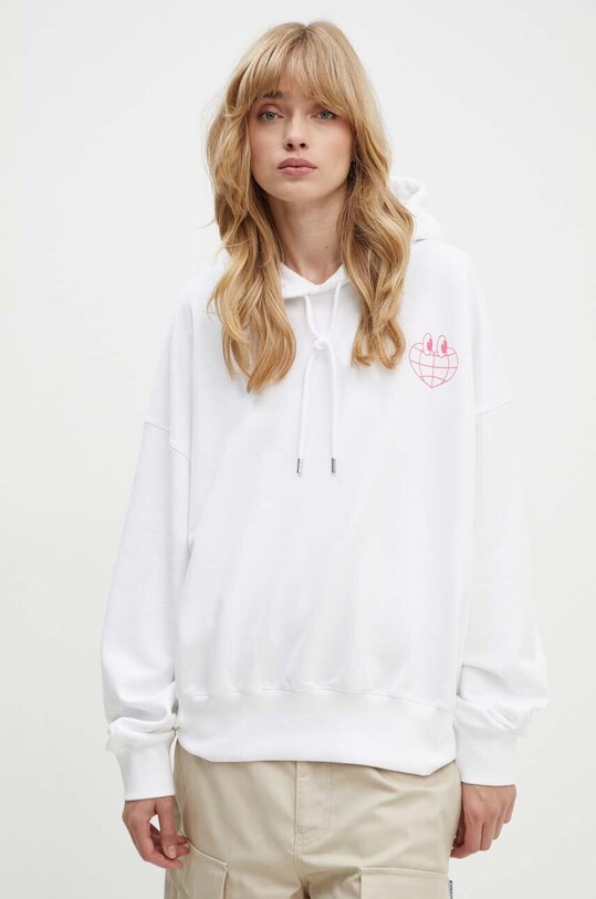 Хлопковая кофта Moschino Jeans с капюшоном белый 1701.8233