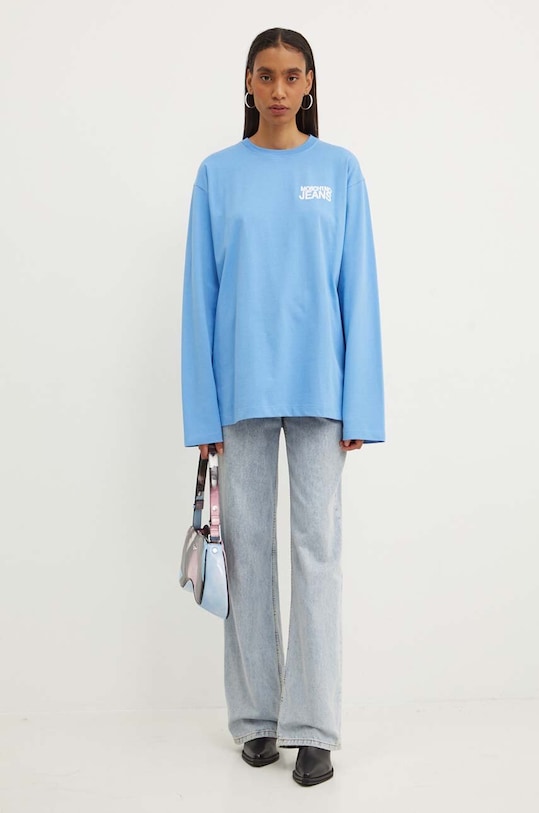Хлопковый лонгслив Moschino Jeans 1205.8234 голубой AW24