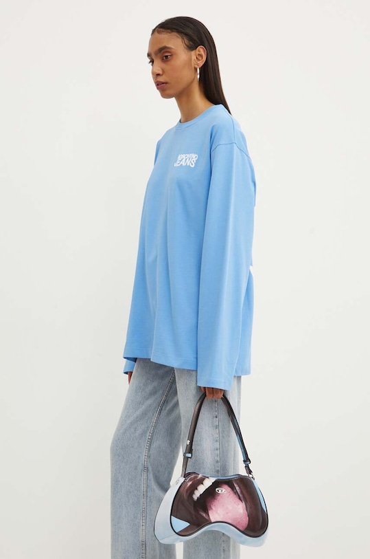 Одежда Хлопковый лонгслив Moschino Jeans 1205.8234 голубой