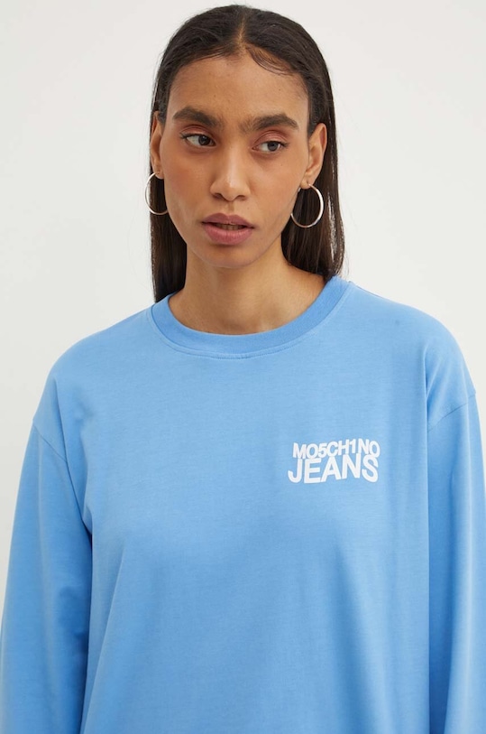 Хлопковый лонгслив Moschino Jeans голубой 1205.8234