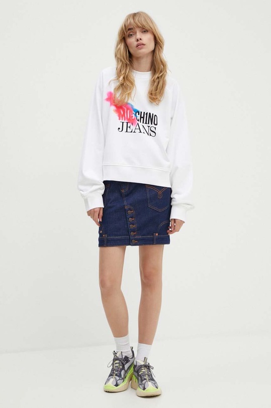 Bavlněná mikina Moschino Jeans 1709.8233 bílá AW24