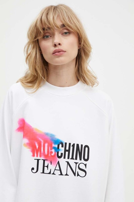 Moschino Jeans hanorac de bumbac alb 1709.8233