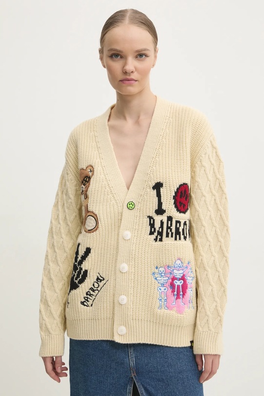 Barrow cardigan din lana imprimeu bej F4BWUACA053