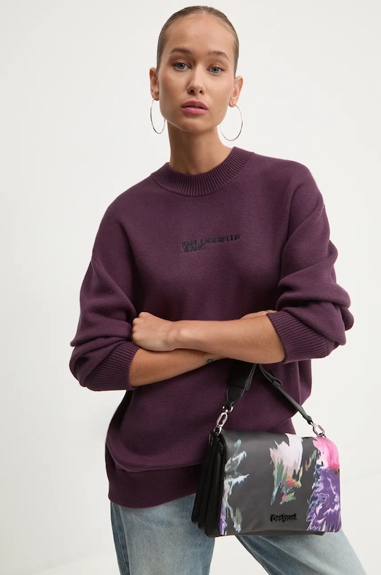 Karl Lagerfeld Jeans pulover de bumbac violet 245J2000