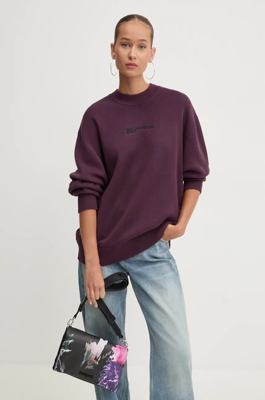 Îmbrăcăminte Karl Lagerfeld Jeans pulover de bumbac 245J2000 violet