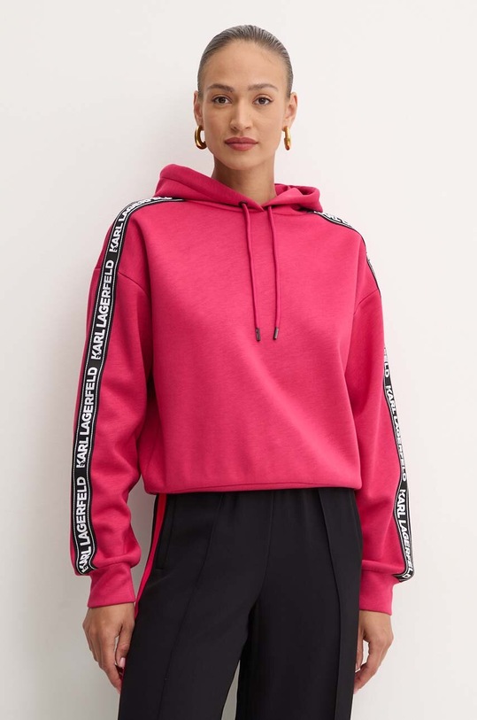 Mikina Karl Lagerfeld s kapucí růžová 245W1801