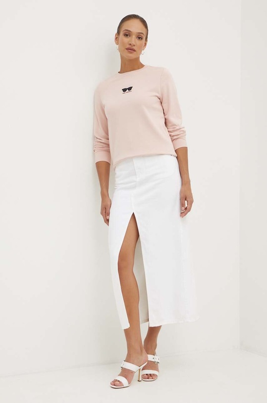 Bavlněná mikina Karl Lagerfeld 245W1813 růžová AW24