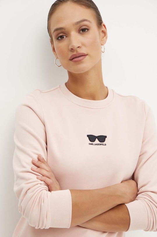 Bavlněná mikina Karl Lagerfeld růžová 245W1813