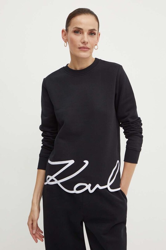 Mikina Karl Lagerfeld nášivka čierna 245W1815